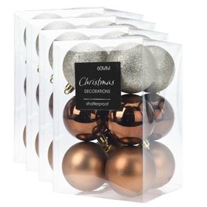 Christmas Decoration 48x stuks kerstballen mix herfstkleuren kunststof 6 cm -