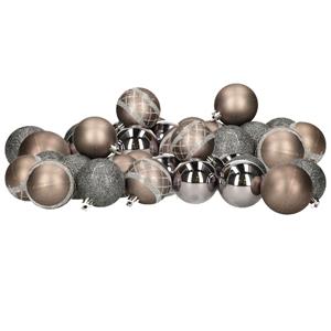 Kunststof kerstballen 40x stuks donkere kleuren mix 6 cm -