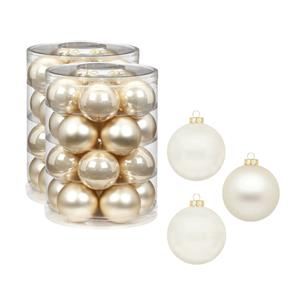 40x stuks glazen kerstballen champagne mix 6 cm glans en mat -