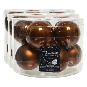 Decoris 40x stuks glazen kerstballen kaneel bruin 6 cm mat/glans -