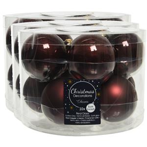 Decoris 40x stuks glazen kerstballen mahonie bruin 6 cm mat/glans -