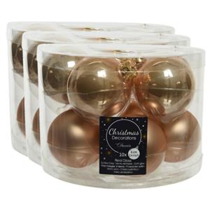 Decoris 40x stuks glazen kerstballen toffee bruin 6 cm mat/glans -