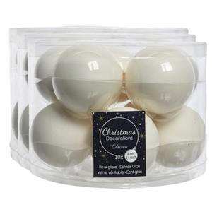 Decoris 40x stuks glazen kerstballen wol wit 6 cm mat/glans -