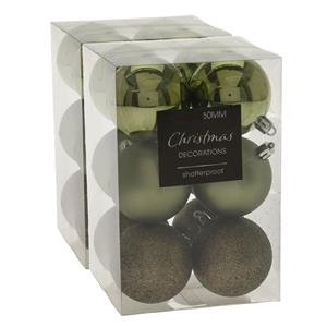 Christmas Decoration 24x stuks kerstballen mix groen tinten kunststof 6 cm -