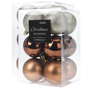 Christmas Decoration 24x stuks kerstballen mix herfstkleuren kunststof 6 cm -