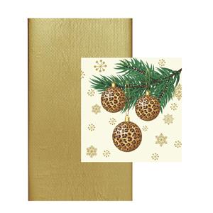 Duni Kerst thema tafel set met luipaard print goud -