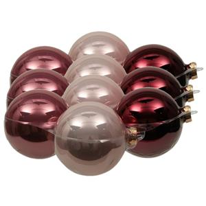 Othmara decorations 12x stuks glazen kerstballen roze tinten 10 cm mat/glans -