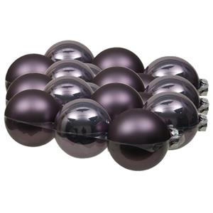Othmara decorations 18x stuks glazen kerstballen lila paars 8 cm mat/glans -