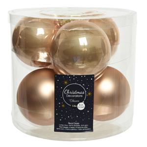 Decoris 18x stuks glazen kerstballen toffee bruin 8 cm mat/glans -