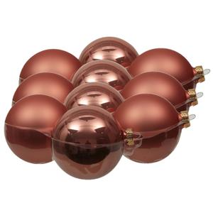 Othmara decorations 12x stuks glazen kerstballen koraal roze 10 cm mat/glans -