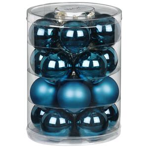Christmas goods 40x stuks glazen kerstballen diep blauw 6 cm glans en mat -