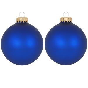 Krebs 24x Royal velvet blauwe glazen kerstballen mat 7 cm kerstboomversiering -