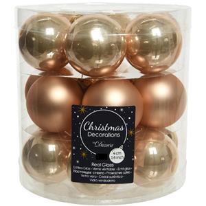 Decoris 36x stuks kleine glazen kerstballen toffee bruin 4 cm mat/glans -