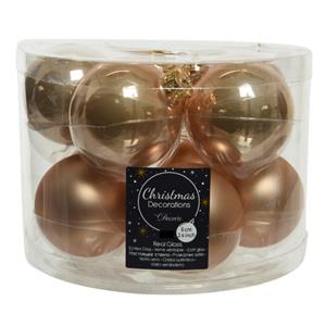 Decoris 20x stuks glazen kerstballen toffee bruin 6 cm mat/glans -