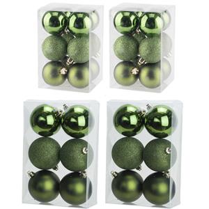 Cosy & Trendy Kerstversiering set kerstballen appelgroen 6 en 8 cm - 36x stuks -