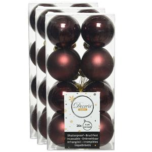 Decoris 48x stuks kunststof kerstballen mahonie bruin 4 cm glans/mat -