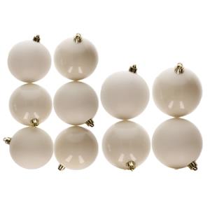 Decoris 10x stuks kunststof kerstballen wol wit 8 en 10 cm -