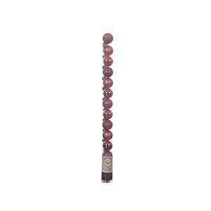 Decoris 14x stuks kleine kunststof kerstballen lippenstift roze 3 cm -