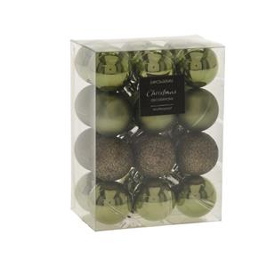 Christmas Decoration 24x stuks mini kerstballen mix groen tinten kunststof 3 cm -