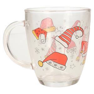 Kerst mok/beker van glas 300 ml met kerstman kleding -