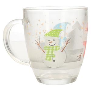 Kerst mok/beker van glas 300 ml met sneeuwpop -