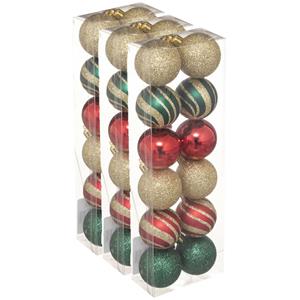 36x stuks kerstballen mix goud/rood/groen glans/mat/glitter kunststof 4 cm -