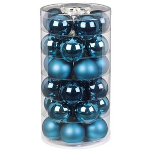Christmas goods 60x stuks glazen kerstballen diep blauw 6 cm glans en mat -