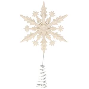 Kunststof kerstboom 3D sneeuwvlok piek glitter wit 20 cm -
