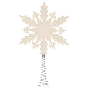Kunststof kerstboom platte sneeuwvlok piek glitter wit 20 cm -