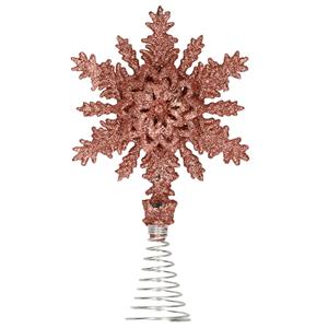 Kunststof kerstboom sneeuwvlok piek glitter donker roze/rose 20 cm -