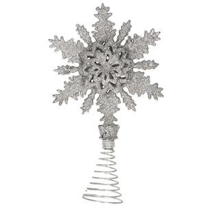 Kunststof kerstboom sneeuwvlok piek glitter zilver 20 cm -