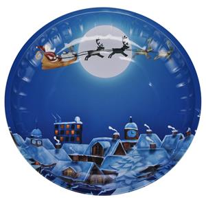 1x stuks metalen kerst kinderbordjes/borden met kerstman op slee 26 cm -