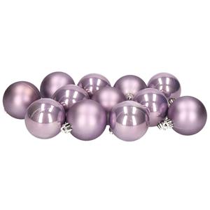 12x stuks kunststof kerstballen lichtpaars 6 cm glans/mat -