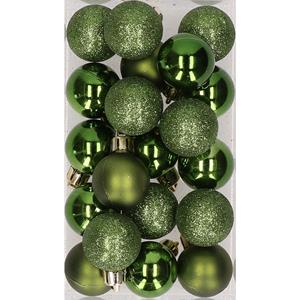 Cosy & Trendy 20x stuks kunststof kerstballen dennengroen 3 cm mat/glans/glitter -
