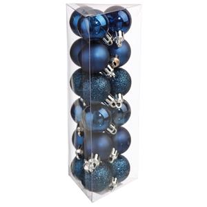 Atmosphera 18x Stuks Kerstballen Blauw Glans En Mat Kunststof 3 Cm - Kerstbal