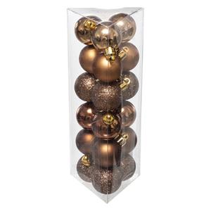 Atmosphera 18x Stuks Kerstballen Bruin Glans En Mat Kunststof 3 Cm - Kerstbal