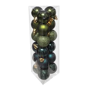 Atmosphera 18x Stuks Kerstballen Groen Glans En Mat Kunststof 3 Cm - Kerstbal