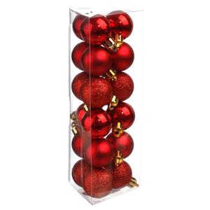 Atmosphera 18x Stuks Kerstballen Rood Glans En Mat Kunststof 3 Cm - Kerstbal