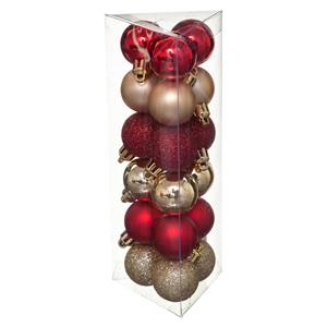 Atmosphera 18x Stuks Kerstballen Rood/goud Glans En Mat Kunststof 3 Cm - Kerstbal