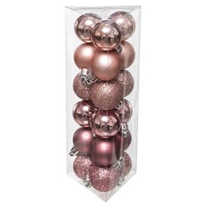 Atmosphera 18x Stuks Kerstballen Roze Glans En Mat Kunststof 3 Cm - Kerstbal