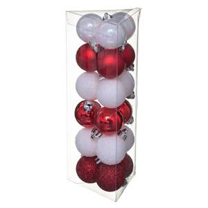 Atmosphera 18x Stuks Kerstballen Wit/rood Glans En Mat Kunststof 3 Cm - Kerstbal