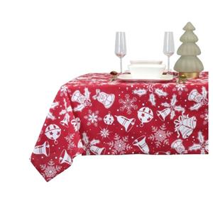 Unique Living Set van 2x stuks kerst tafelkleden rood met kerst print150 x 250 cm -