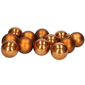 12x stuks kunststof kerstballen bruin 6 cm glans/mat -