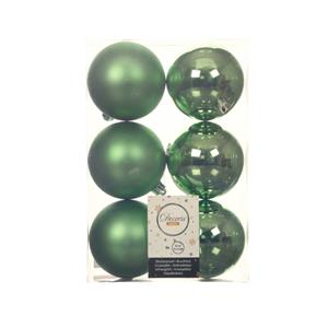Decoris 6x stuks kunststof kerstballen groen 8 cm glans/mat -