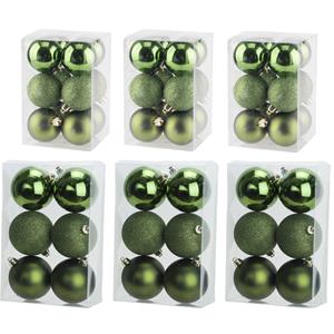 Cosy & Trendy Kerstversiering set kerstballen appelgroen 6 en 8 cm - 54x stuks -