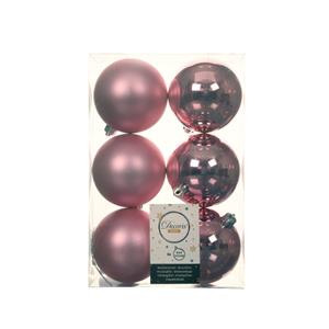 Decoris 6x stuks kunststof kerstballen lippenstift roze 8 cm glans/mat -