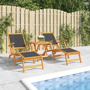 VidaXL Terrasstoelen 2 St Massief Acaciahout En Textileen