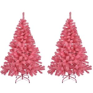 2x stuks kunst kerstbomen/kunstbomen roze 120 cm -