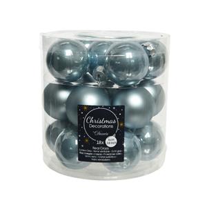 Decoris 18x stuks kleine glazen kerstballen lichtblauw 4 cm mat/glans -