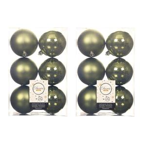 Decoris 18x stuks kunststof kerstballen mos groen 8 cm glans/mat -